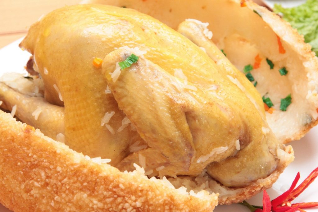 gà quay xôi phồng giòn tan