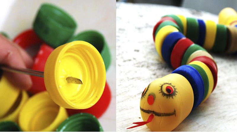 Rắn đồ chơi từ nắp chai nhựa