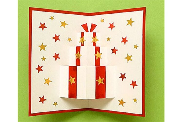 Thiệp giáng sinh 3D hộp quà dễ thương