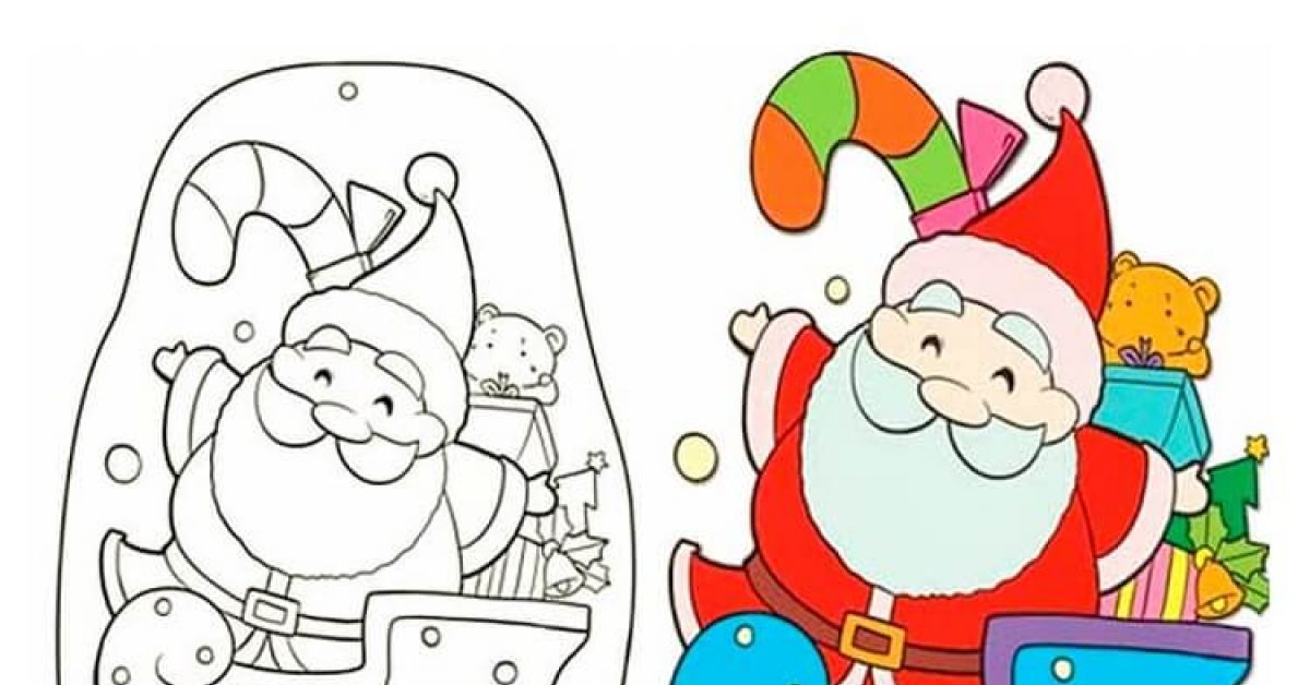 Vẽ và tô màu Ông già Noel  Bé Học Tô Màu  Glitter Rudolph and Santa  Coloring Pages For Kids  YouTube