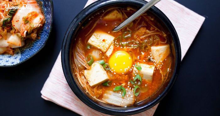 Cách nấu canh kim chi trứng