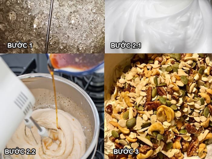 Nấu mạch nha để làm kẹo Nougat