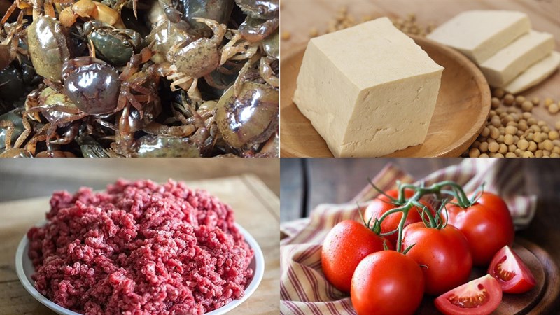 Nguyên liệu dùng để nấu bún cua đồng