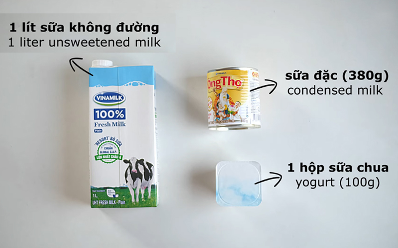 Chuẩn bị nguyên liệu làm sữa chua dẻo